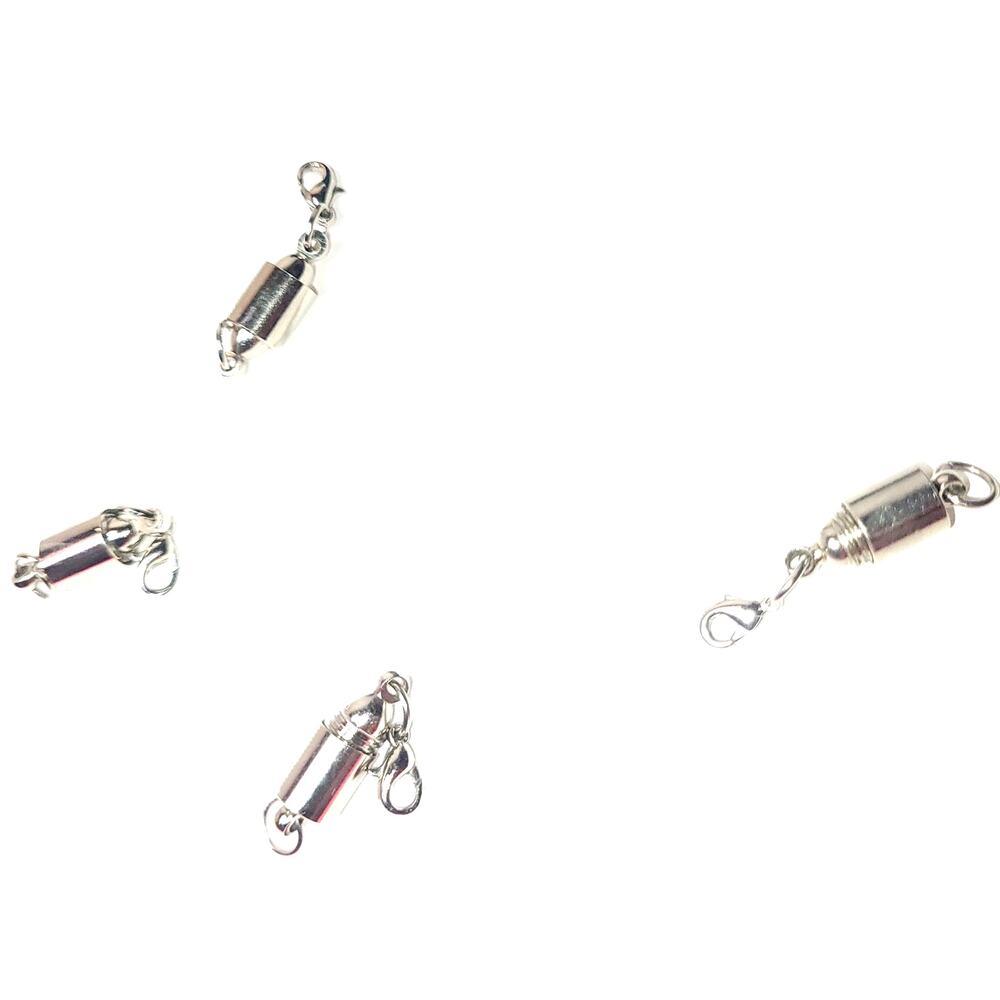 4 Pc Stainless Steel Silver Magnet & Screw On Extender With Clasp On One Side